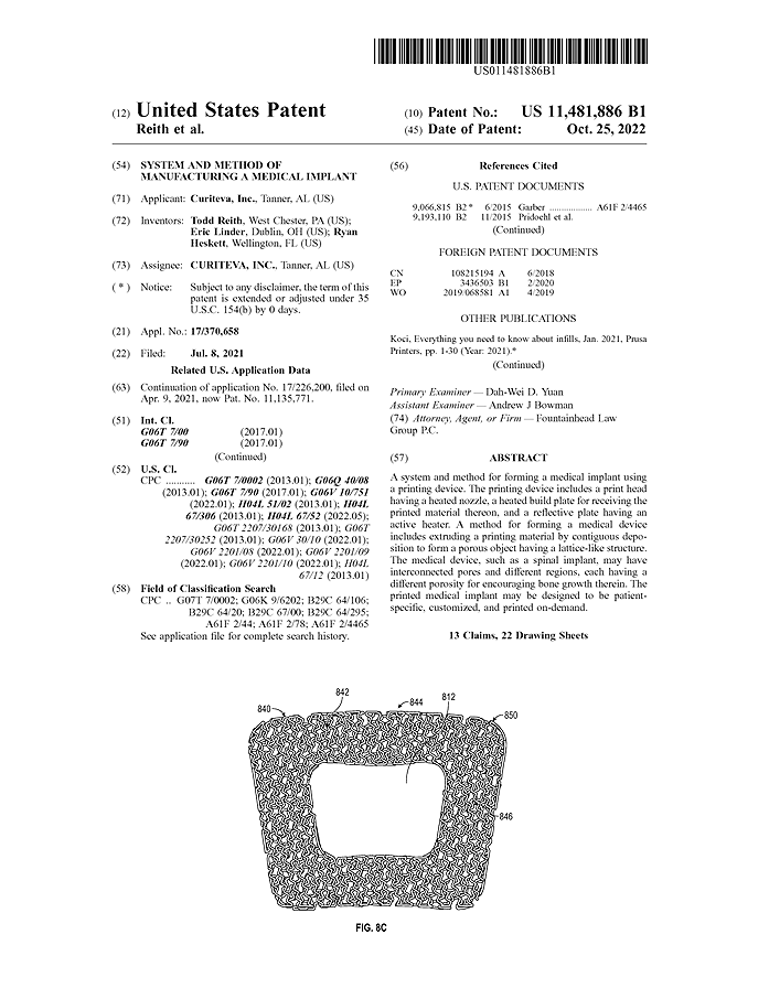 United States Patent Granted, 11,481,886, REITH et al.